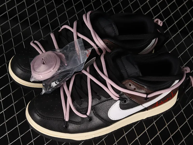 All categories Nk SB Dunk series Nk SB Dunk Low low-top sneakers Nk Dunk Low dip-dyed black customized version of deconstructed strap casual sneakers DJ6188-002